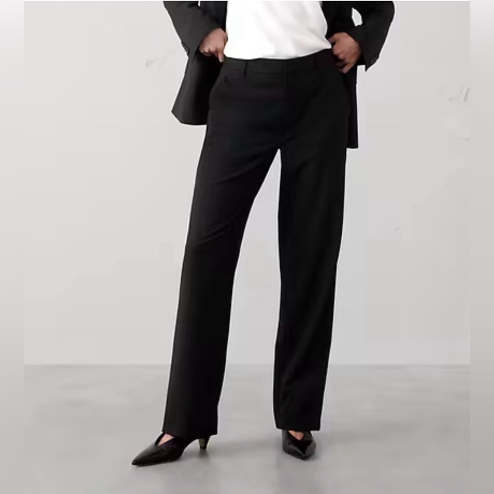 Banana republic DROPPED STRAIGHT HIGH-RISE SCULPTED TROUSER Black 2P EUC - Picture 1 of 9